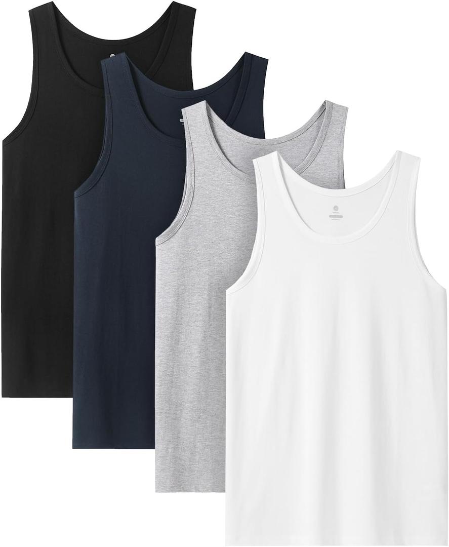 LAPASA Men's 100% Cotton Tank Top Ultra Soft Sleeveless Crewneck Breathable A-Shirts Basic Solid Undershirts Vest 3 Pack M36 XXL