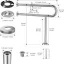 Toilet Grab Bar with Leg 31.5x28 Inch, ZUEXT Brushed Nickel Knurled Toilet Support Bar with Toilet Paper Holder,Stainless Steel Wall & Floor Mounted Bathroom Support Rail for Elderly Disabled Pregnant
