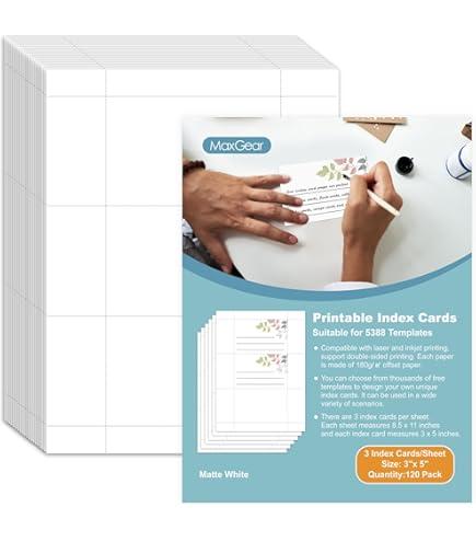 Avery Printable Index Cards, Sure Feed Technology, 3" x 5", Matte White, Laser & Inkjet Compatible, 120 Blank Cards Total, Great for Product Branding, Marketing, and More