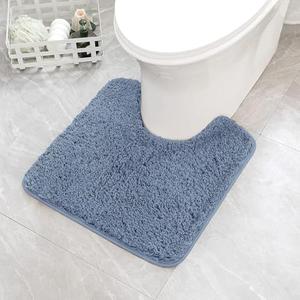 MIULEE Dusty Blue Toilet Rugs U-Shaped，Soft Absorbent Microfiber Bathroom Rugs Non Slip Quick Dry Fluffy Contour Bath Mats for Toilet Base Bathroom Floor, Machine Washable, 20x20 Inch