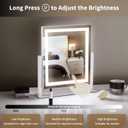 Lighted Makeup Mirror with Smart Touch, 3 Color Modes & Stepless Dimming, for Desk Bedroom Dressing Room, LED Vanity Mirror 13.2" H x 11.2" W