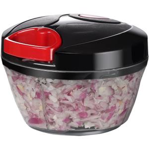 Ourokhome Manual Food Processor Vegetable Chopper, Portable Hand Pull String Garlic Mincer Onion Cutter for Veggies, Ginger, Fruits, Nuts, Herbs, etc., 500ml, Black