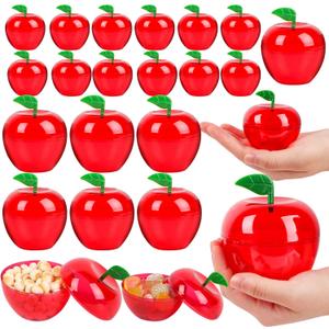 FOIMAS Plastic Apple Container,24pcs Red Apple Container Candy Boxes Jars Fillable Treat Box for Graduation Gift School Classroom Teacher Appreciation Gift Back to School Party Favor Supplies (3.5in 2.4in)