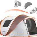 EchoSmile Pop Up Camping Tent, 2/4/6 Person Easy Setup Tent, Water Resistant Dome, Portable with Carry Bag (White&Brown)