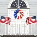 4th of July Wreath with Handmade Wooden Stars - 13 Inch Patriotic Front Door Wreath, Red White Blue American Flag Decor for Porch, Indoor Outdoor Memorial Day Independence Day