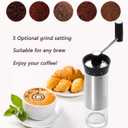 LHS Manual Coffee Grinder Stainless Steel Portable Hand Crank Coffee Mill Grinder Ceramic Conical Burr with Adjustable Coarseness for Home, Office or Traveling