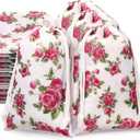 16 Pcs 8 Inches Rose Drawstring Bags Flower Gift Bags Reusable Presents Bag Vintage Floral Goodies Bag Jewelry Pouches Sacks for Wedding Birthday Mother's Day Valentine Bridal Shower Spring Decoration