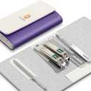 MR.GREEN Colorful Manicure Set Practical Pedicure Kits Nail Clippers Personal Care Tools Facial Hair Scissors with Fashion Case (Mr-6684 Purple)