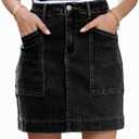 Sidefeel Women's Jean Skirt High Waisted Stretch Casual Summer Zimbaplatinum Denim Skirt with Pockets (Medium, Black)