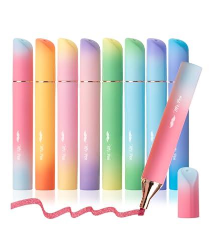 Mr. Pen- Glitter Highlighters, 8 Pack, Sunshine Colors, Chisel Tip, Cute Highlighters for School, Glitter Marker