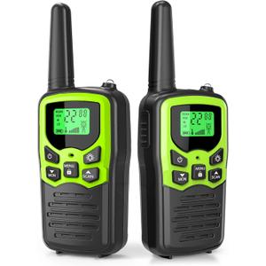 Walkie Talkies, MOICO Long Range Walkie Talkies for Adults Two-Way Radios with 22 Channels FRS VOX Scan LCD Display with LED Flashlight for Field, Survival Biking Hiking Camping 2 Pack (Green)