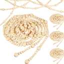 4 Pcs 72 ft Christmas Tree Wood Bead Garland Christmas Wooden Beads Garland Hanging Boho Xmas Decor Rustic Farmhouse Home Decor for Table Wall Holiday Mantel Ornaments (Wood Color)