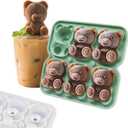 Bear Ice Cube Tray Mold - 3D Bear Shape Ice Cube Trays, Cute Ice Cube Molds for Whiskey Bourbon, 4-Hole Large Fun Shapes Ice Cube Trays, Funny Gifts for Animals Lovers Women Men