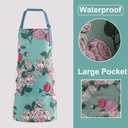 Floral Apron for Women with Pockets, Adjustable Chef Aprons for Kitchen, Cooking, BBQ & Grill (Green)