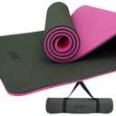 Thick Yoga Mat 72"x24"x0.4" (Black + Pink)