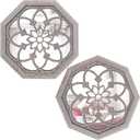 2 PCS Octagon Wall-Mounted Mirrors,Vintage Farmhouse Mirror for Wall Decor,Barn Wood Color Decorative Accent Mirror for Foyer, Bathroom, Bedroom. (12x12)