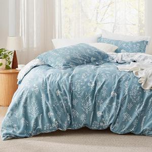 Bedsure Queen Comforter Set - Olive Green Bed Set, 3 Pieces Cute Floral Bedding, 1 Soft Reversible Botanical Flowers Comforter and 2 Pillow Shams