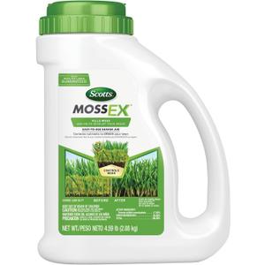 Scotts MossEx, Moss Killer for Lawns, Easy-to-Use Shaker Jug, Contains Fertilizer to Green Grass, 4.59 lbs.