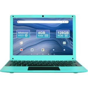 Mini Laptop Computer, 10.1 inch Android 13, 4GB RAM, 128GB Storage, HD IPS Display, 1280x800 Pixel, Portable Netbook with Allwinner A523 CPU Black (Blue)