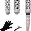 Traveling 60 Mins Auto Off Thermal Brush 3 in 1 Set Ionic Heated Round Curling Create Volume & Smoother Hair Style for Fully Dried Hair Ceramic Fast Heating Curling Iron Brush with Temperature