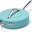 Nonstick Ceramic Saut Pan with Lid (4.5 qt, 11") Deep Frying Pan for All Cooktops, Non Toxic Skillet PTFE/PFAS Free, Oven Safe up to 500F w/ Stainless Steel Stay-Cool Handle, Caribbean Blue