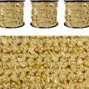 Artisanal Yarn Collection Multifiber Multicolored Fancy Yarn with Golden Beads for Knitting Crocheting Crafts DIY, Set of 3 Rolls (Golden Beads)