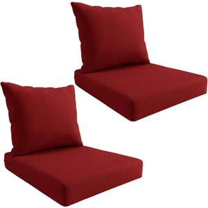 Outdoor Deep Seat Cushion Set, Weatherproof and Fade-Resistant Patio Chair Cushions, 24x24x4 in, 2-Piece Set, with Non-Slip and Outdoor Cushions, Suitable Chairs and loveseats (Wine Red)