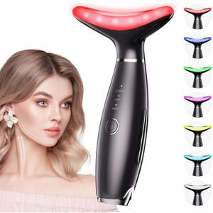 Dopskin  7 Color Galvanic Machines - Red Light Therapy for Face and Neck, Face Massager Tool for Wrinkles, Double Chin, Vibrating Facial Massager with Thermals, Black