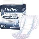 LivDry High Absorbency Pad Insert for Incontinence Briefs and Adult Diapers, Women and Men, Hyper 2400 (18 Count)