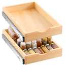Menkxi 2 Set Wooden Pull out Cabinet Organizer Fully Assembled Slide out Pantry Drawer with Gentle Close Storage Shelf Tray for Base Kitchen Under Sink Bathroom Accessory(Wood Color,12'' X 21'' X 3")