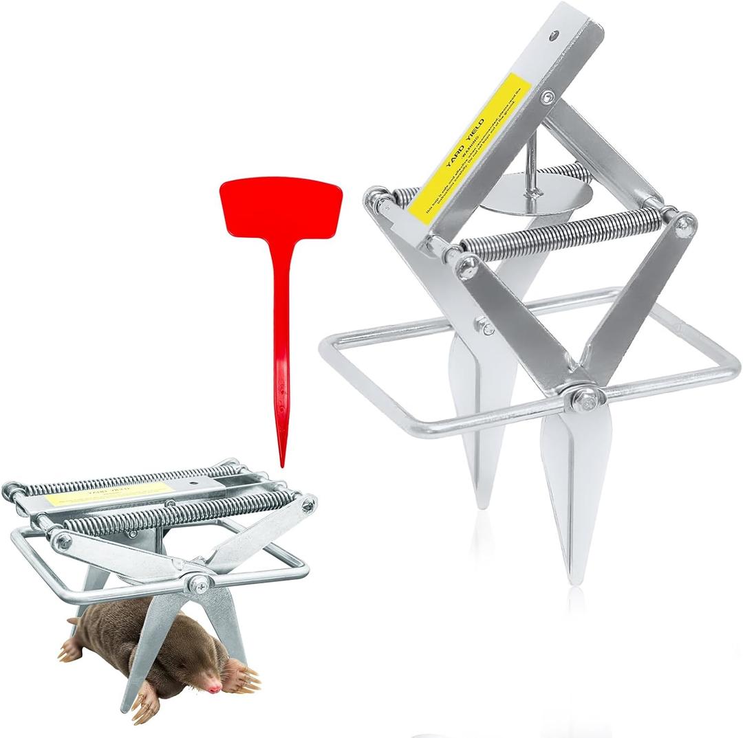 Mole Trap,Reusable Gopher Trap,Heavy-Duty Galvanized Steel Scissor,Quick and Easy Setup for Lawns (Silver)