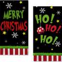 Seliem Christmas Kitchen Dish Towels Set of 2, Stink Stank Stunk Green Xmas Hand Towels Black Drying Baking Cooking Cloth, Red White Stripes HOHOHO Funny Holiday Home Kitchen Decor 18x26 Inch