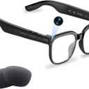 AI Smart Glasses with Camera and Audio, 8MP HD Camera Glasses for Men Women,1080P Video Recording Sunglasses,Real Time Translation,Voice Assistant, Open-Ear Audio for Travel, Meetings & Vlogging 123 (Black)