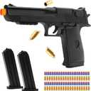 DaoDaoZhu Soft Bullet Toy Gun Pistol with Shell Ejecting for Indoor/Outdoor Shooting Games, Halloween Costume Fake Prop Gun Model, Educational Play Toy Guns, Christmas/Birthday Gifts (Black)