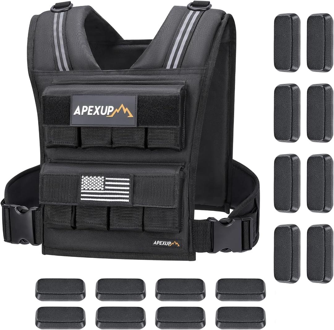 Adjustable Weighted Vest Men 40lbs Weights with Reflective Stripe, Weight Vest Woman Workout Vest for Strength Training Running Walking