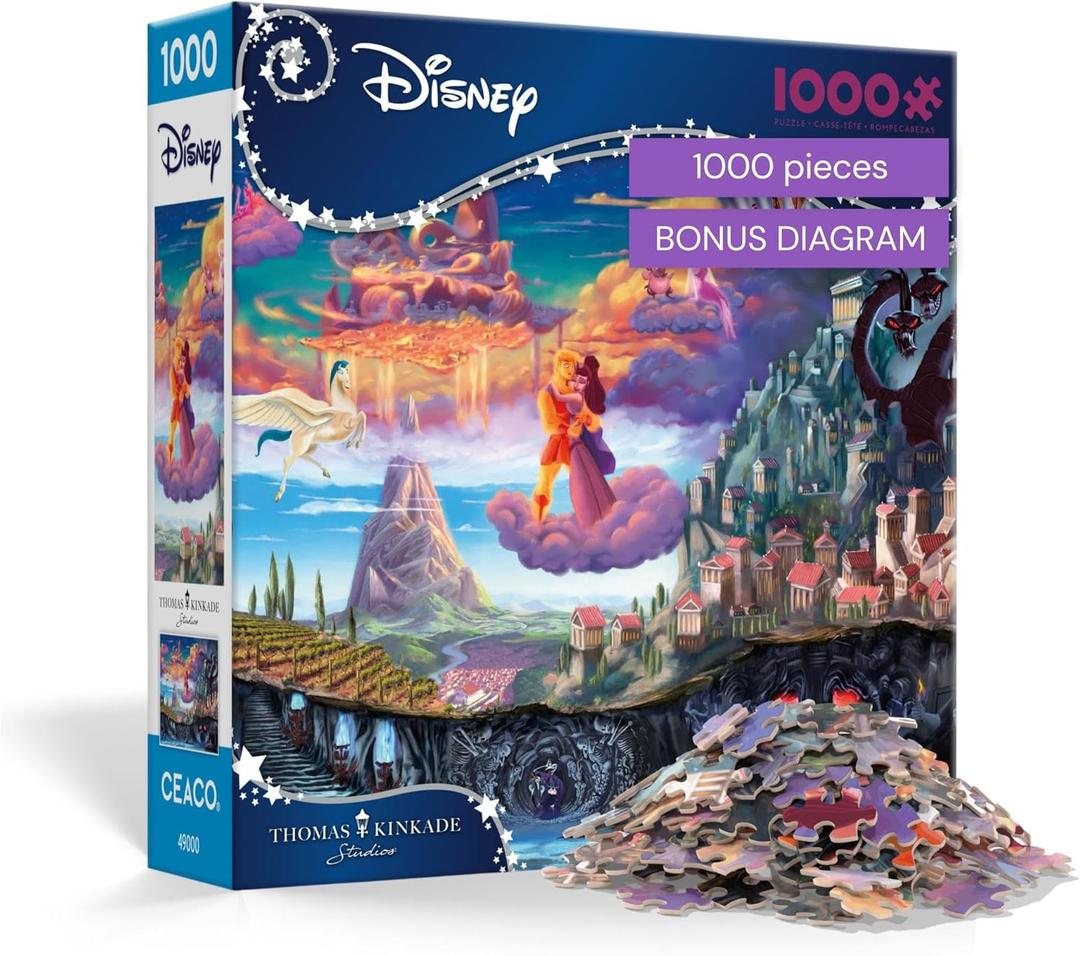 Ceaco Thomas Kinkade Puzzles  Disneys Hercules 1000 Piece Jigsaw Puzzle, Disney Puzzle for Adults with Premium Board & Poster