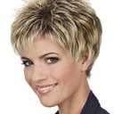SEVENCOLORS Short Pixie Cut Wigs for White Women Mixed Blonde Short Wigs with Brown Roots Synthetic Natural Hair Wigs for Women (Blonde with dark root)