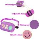 Fanny Pack For Girls Purple Kid Crossbody Bag Chenille A Letter Preppy Belt Bag, Christmas Birthday Graduation Gifts For Girl Teen Daughter Sister, Personalized Nylon Fanny Packs