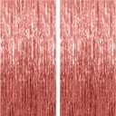 2 Pack Rose Gold Backdrop Birthday Decorations Foil Curtain Bachelorette Party Decor Rose Gold Decor Party Streamers Groovy Birthday Decorations Backdrop