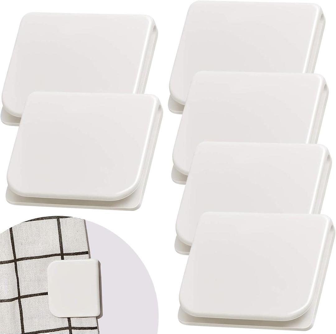 Jetec 6 Pieces Shower Curtain Clips for Liner, Self Adhesive Shower Splash Guard Curtains Clip, Windproof Curtain Holders Weight Guards to Wall Hold in Bathroom Bathtub, White