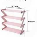 4 Tier Foldable Shoe Rack Organizer Free Standing Shoe Rack for Closet Front Door Living Room Entryway, Simple Installation (Pink), 18.7 x 7.48 x 18.1 inches