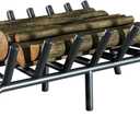 1Pcs 21inch Fireplace Grate, Heavy Duty Solid Steel Fireplace Log Grate with 6 Support Legs,Black Firewood Rack Outdoor for Backyards Courtyards Terraces Fireplaces