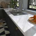 VIOPVERY White Marble Peel and Stick Wallpaper 35" x 197", Waterproof Removable Marble Countertop Contact Paper Vinyl Covering for Countertops Kitchen Bathroom Cabinet Desk Backsplash Tile