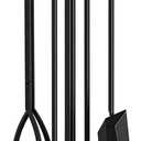 Fire Beauty 5-Piece Fireplace Tools Set, Heavy Duty Wrought Iron Fire Place Toolset, Black