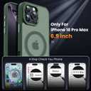 for iPhone 16 pro max Case with 2X Screen Protectors [Compatible with MagSafe] Military Grade Drop Protection Back Cover Shockproof Slim Fit for iPhone 16 pro max Phone Case 6.9 inch,Green