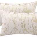 Holibeat Golden Chenille Throw Pillow Covers for Couch Home Sofa Decoration Pillow Cases Solid Dyed 12 X 20 Inches (Pack of 2)