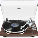 Turntables Belt-Drive Record Player with Wireless Output Connectivity, Vinyl Player Support 33&45 RPM Speed Phono Line USB Digital to PC Recording with Advanced Magnetic Cartridge&Counterweight (Dark Brown)