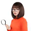 Brown Bob Wig Short Brown Wigs for Costume Women Girls Straight Brown Bob Wig with Bangs Natural Cute Wigs for Daily Costume Party