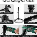 Kids Baseball Tee, 20.87 to 31.29 Inches Batting Tees for Baseball with Carry Bag, Portable Stable Baseball Tees for Hitting, Tripod Tanner Tee for Baseball Practice Stand Aged 3-8 Years