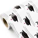 WRAPAHOLIC Graduation Wrapping Paper - Mini Roll - 17 Inch x 16.5 Feet - Black Trencher Cap with Lettering Design Perfect for Party, Celebration